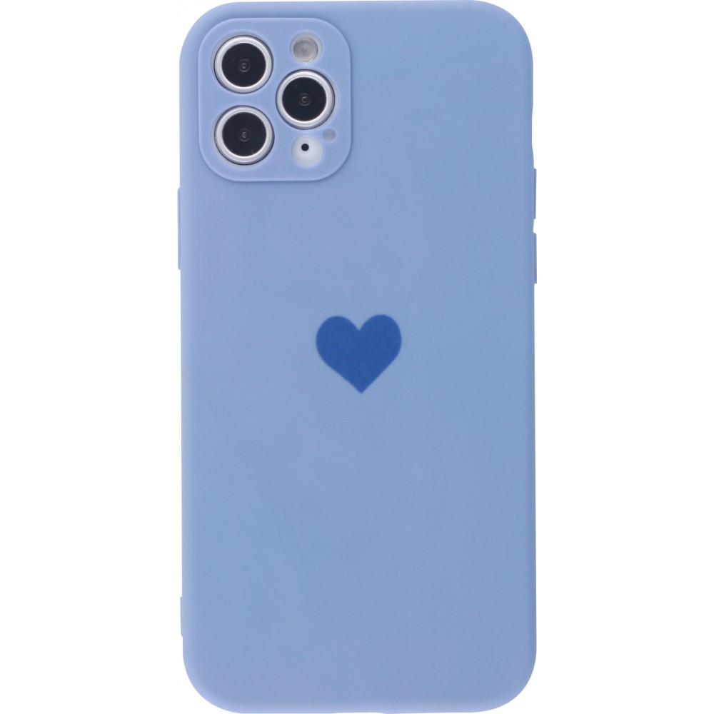 Coque iPhone 12 Pro - Silicone Mat Coeur - Lavande