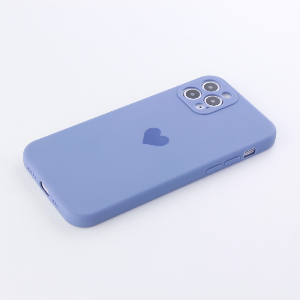 Coque iPhone 12 Pro - Silicone Mat Coeur - Lavande