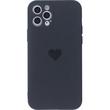 Coque iPhone 12 Pro - Silicone Mat Coeur - Noir