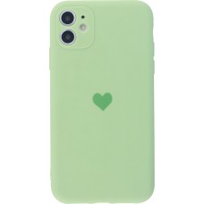 Coque iPhone X / Xs - Silicone Mat Coeur vert clair