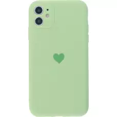 Hülle iPhone 12 - Silikon Mat Herz - Hellgrün