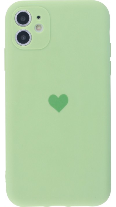 Coque iPhone 12 mini - Silicone Mat Coeur vert clair