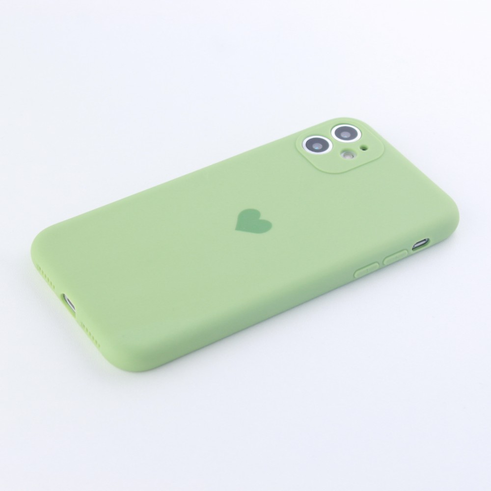 Coque iPhone X / Xs - Silicone Mat Coeur vert clair