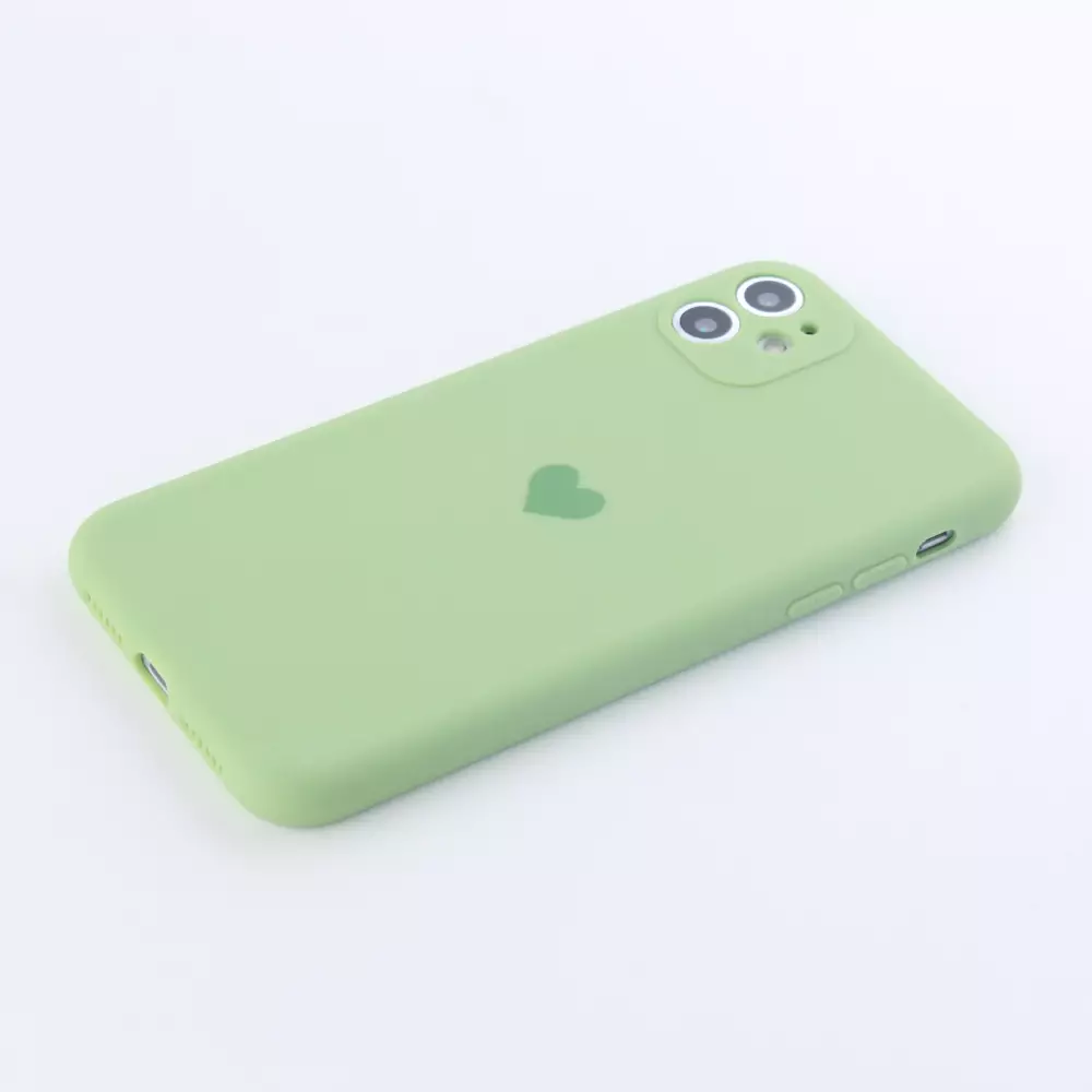 Hülle iPhone 12 - Silikon Mat Herz - Hellgrün