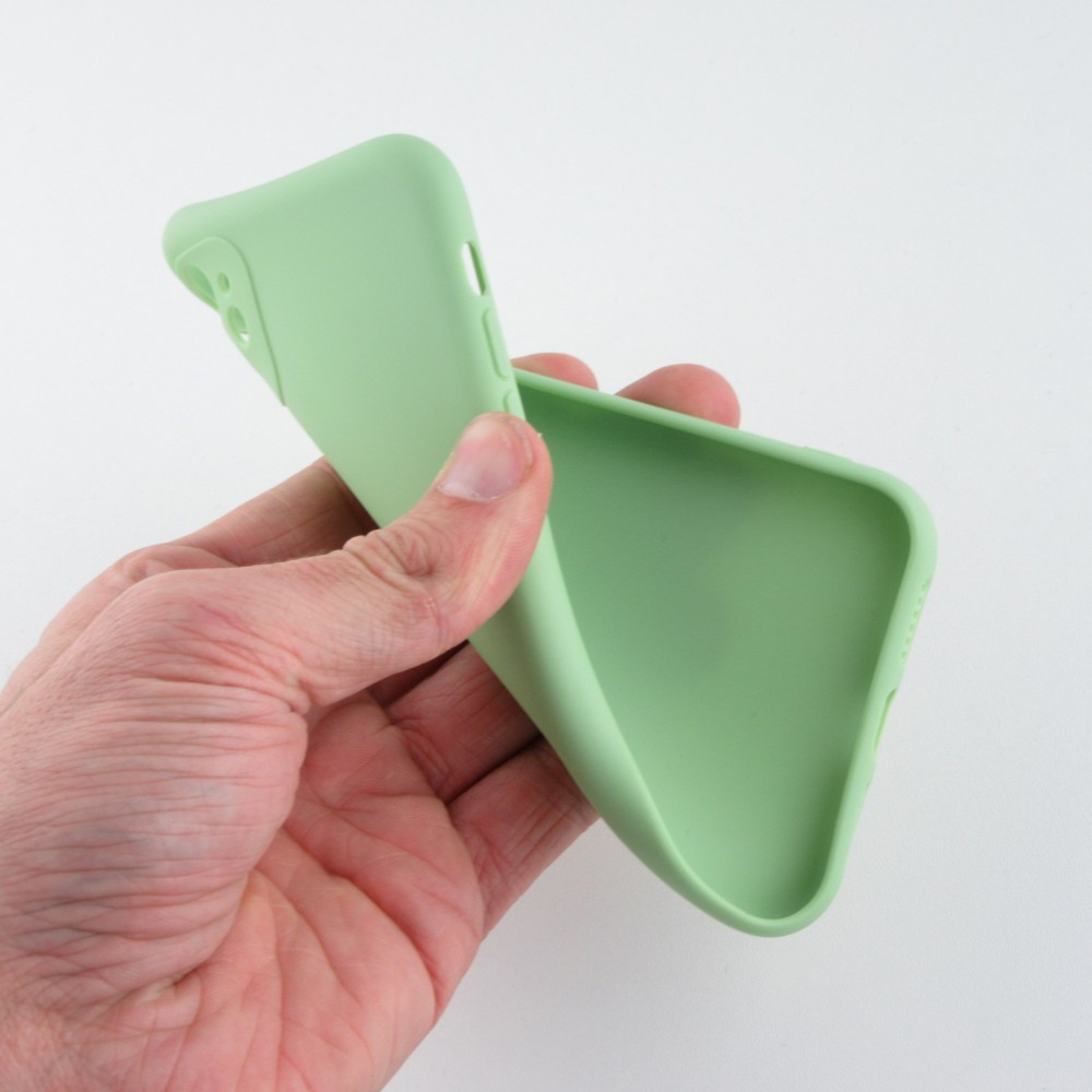 Coque iPhone X / Xs - Silicone Mat Coeur vert clair