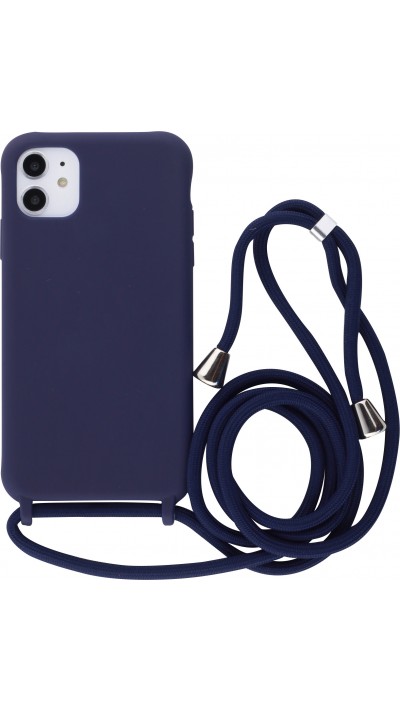 Hülle iPhone 11 - Silikon Matte mit Seil blau