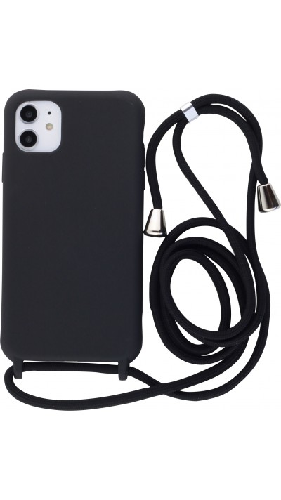 Hülle iPhone 11 - Silikon Matte mit Seil - Schwarz