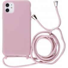Coque iPhone 13 Pro Max - Silicone Mat avec lacet rose pâle