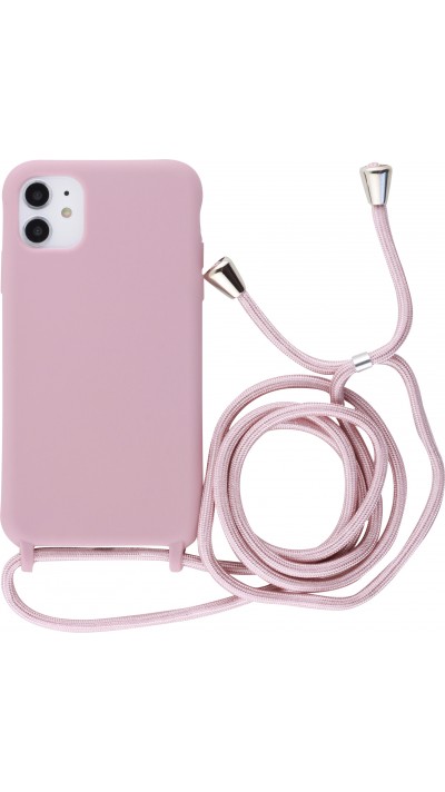 Coque iPhone XR - Silicone Mat avec lacet rose pâle