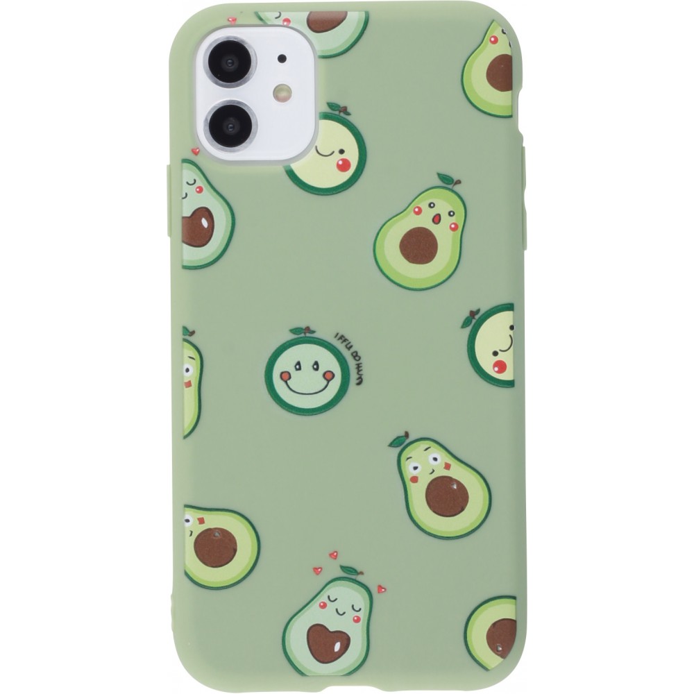 Coque iPhone 12 / 12 Pro - Silicone Mat avocat pattern