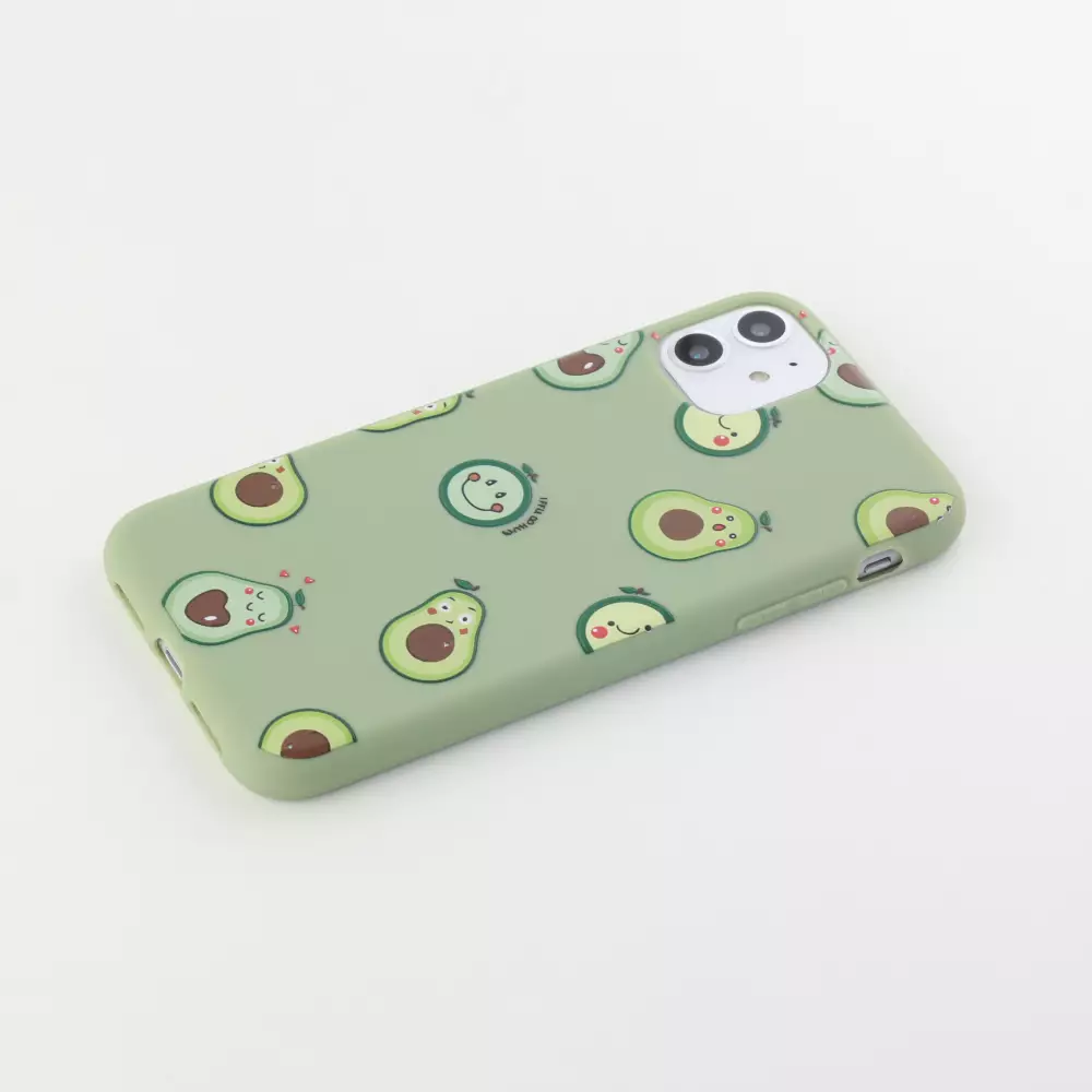 Hülle iPhone 12 / 12 Pro - Silikonmatte Avocado pattern
