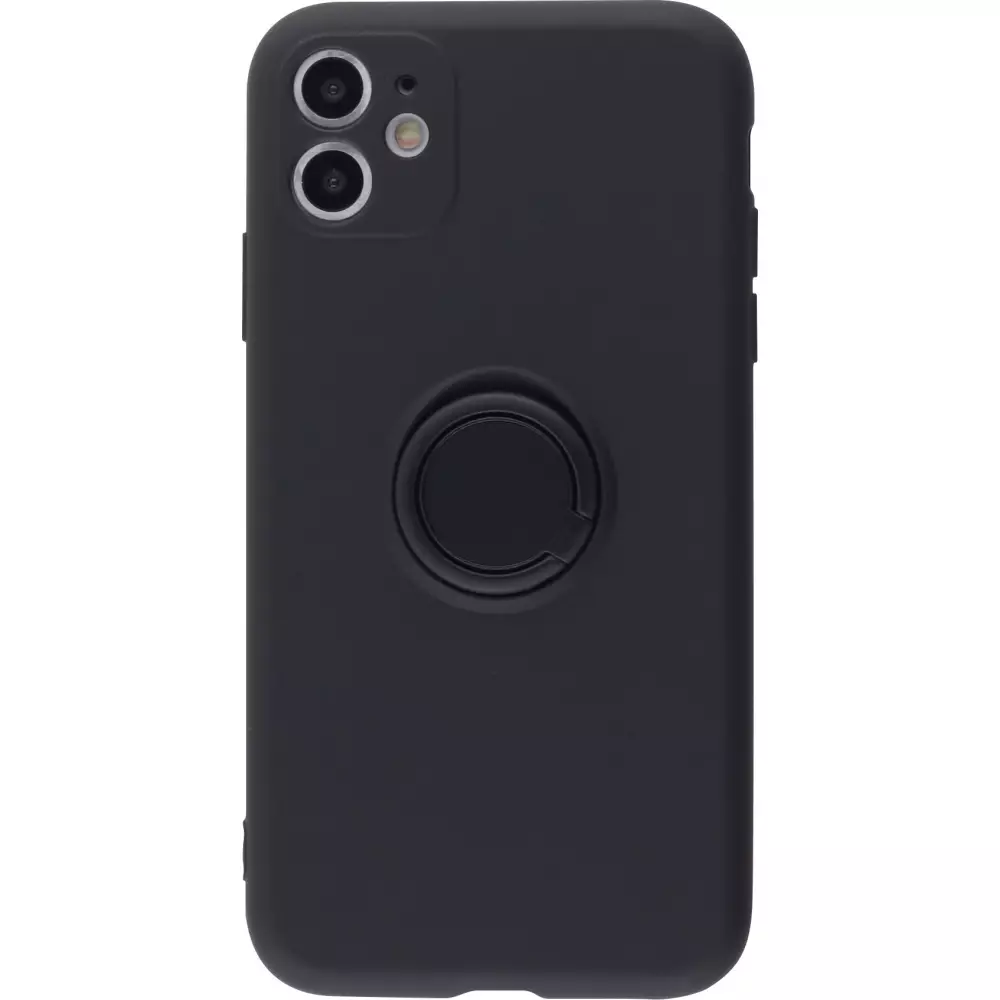 Hülle iPhone 12 - Soft Touch mit Ring - Schwarz