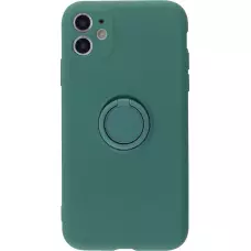 Hülle iPhone 12 - Soft Touch mit Ring - Dunkelgrün