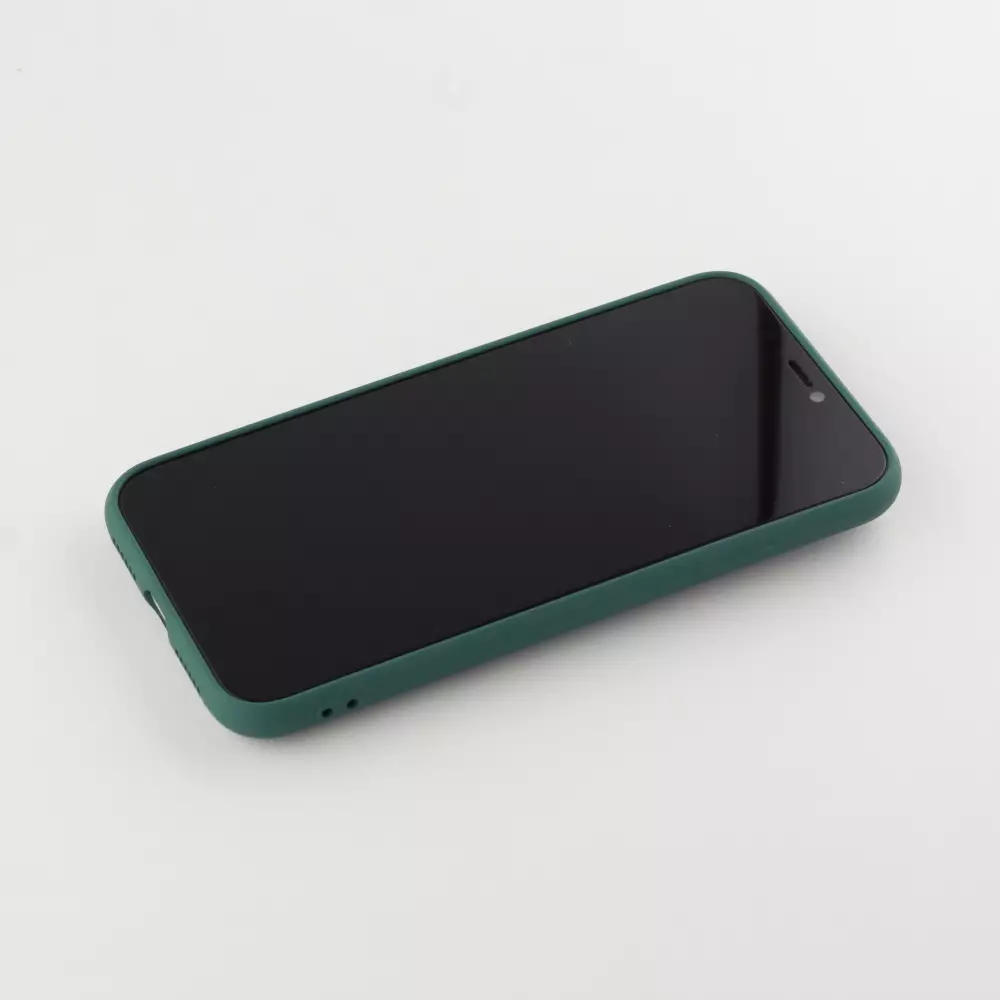 Hülle iPhone 12 - Soft Touch mit Ring - Dunkelgrün