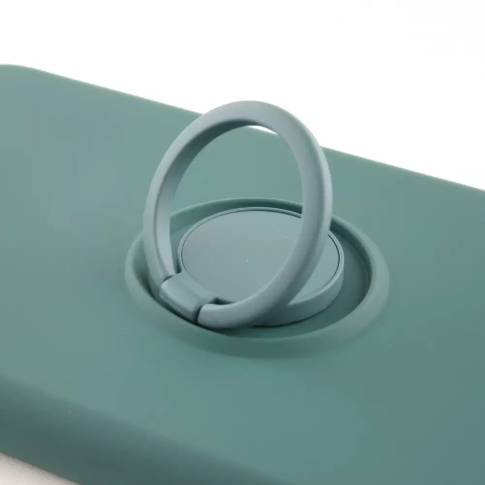 Hülle iPhone 12 - Soft Touch mit Ring - Dunkelgrün