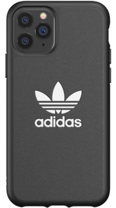 Coque iPhone 12 / 12 Pro - Adidas similicuir avec logo blanc embossé - Noir