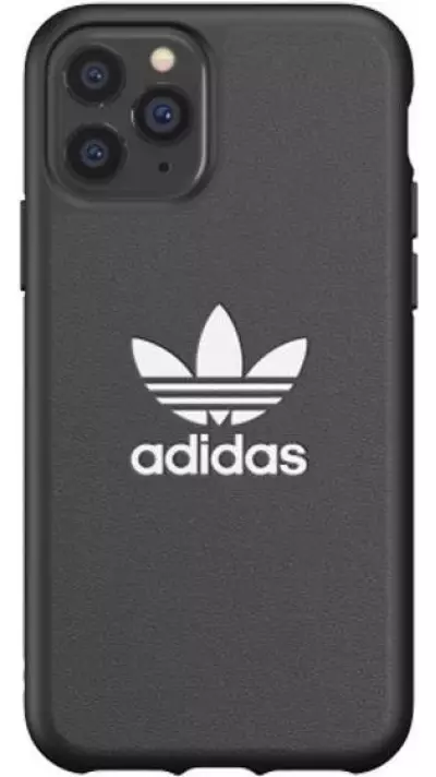 Coque iPhone 13 Pro Max - Adidas similicuir avec logo blanc embossé - Noir