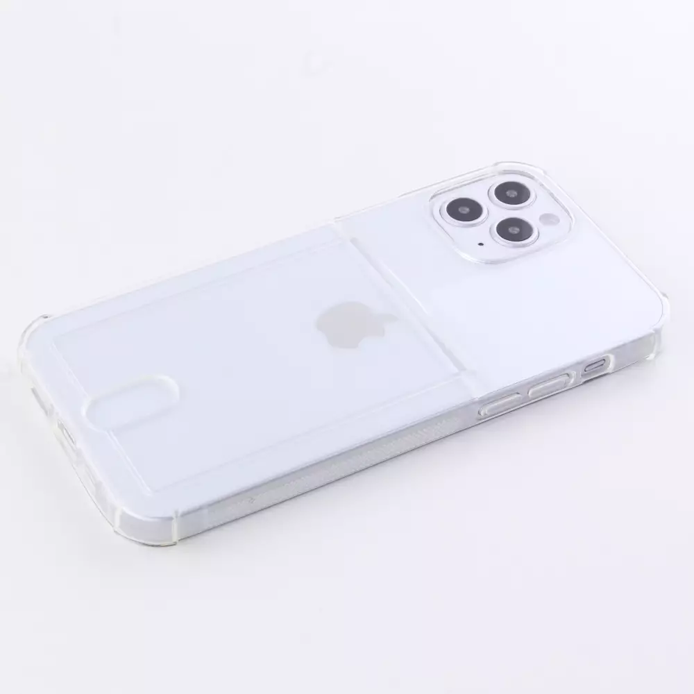 Hülle iPhone 12 / 12 Pro - Gummi Bumper Kartenhalter - Transparent