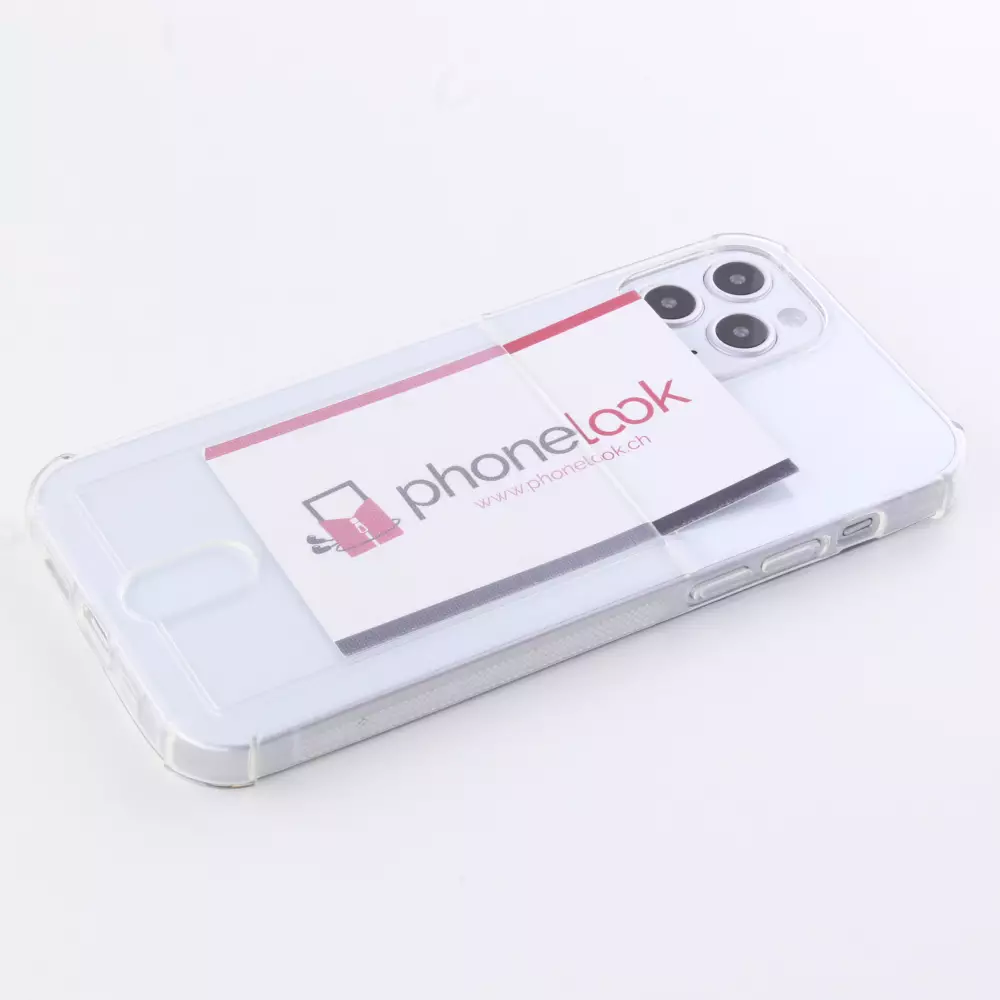 Hülle iPhone 12 / 12 Pro - Gummi Bumper Kartenhalter - Transparent