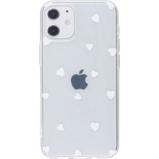 Coque iPhone 12 / 12 Pro - Gel petit coeur transparent - Blanc