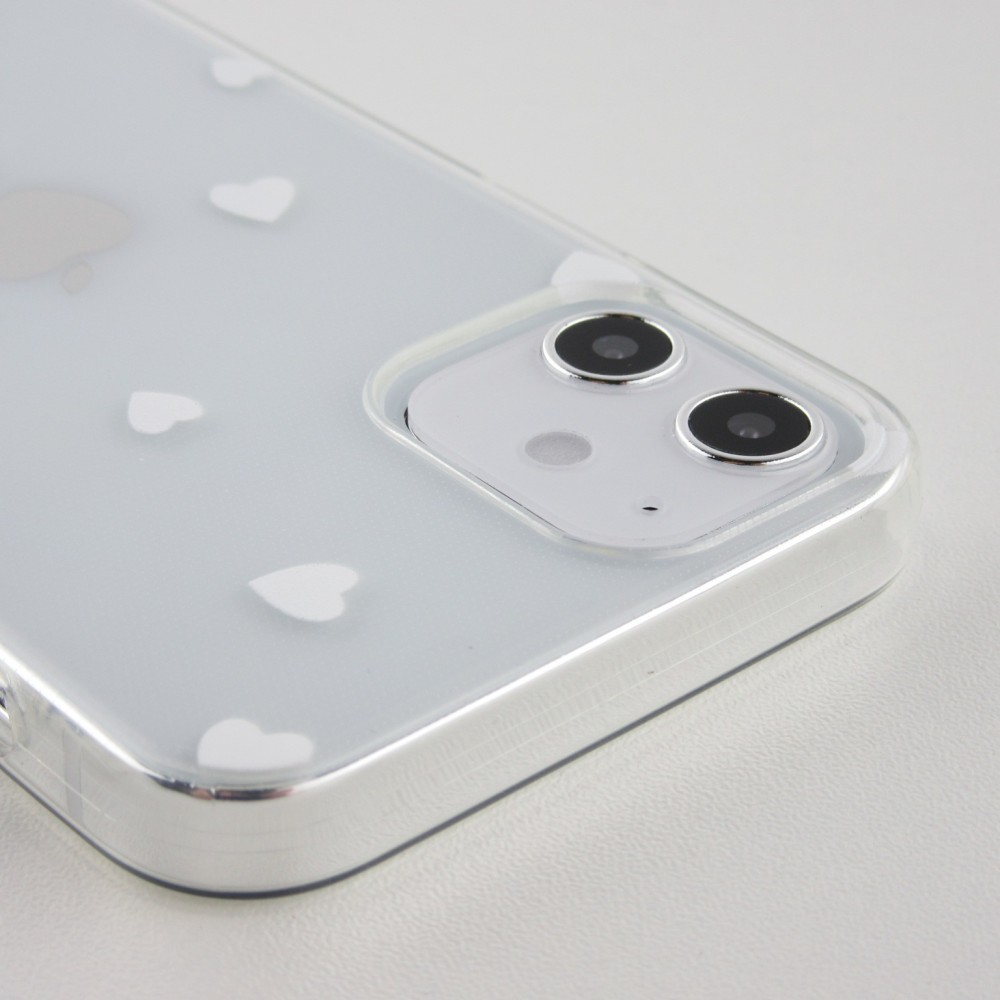 Coque iPhone 12 / 12 Pro - Gel petit coeur transparent - Blanc