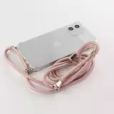 Hülle iPhone 16 Pro - Gummi transparent mit Seil rosa - Gold