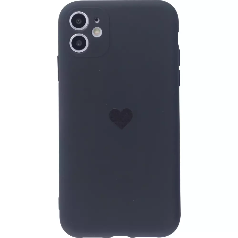 Hülle iPhone 12 - Silikon Mat Herz - Schwarz