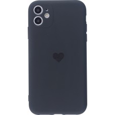 Coque iPhone 12 - Silicone Mat Coeur - Noir