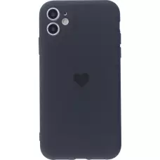 Hülle iPhone 12 - Silikon Mat Herz - Schwarz