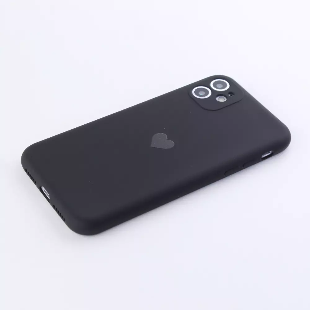 Hülle iPhone 12 - Silikon Mat Herz - Schwarz