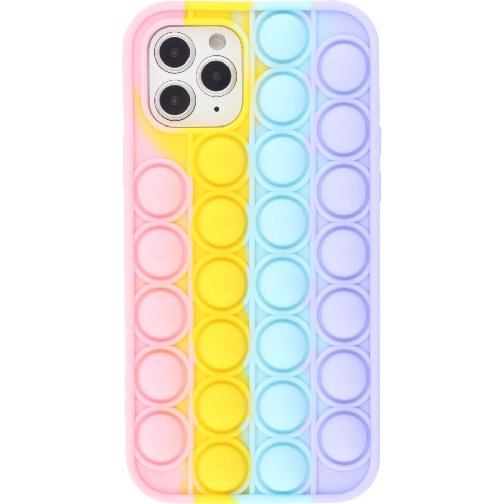 Coque iPhone 12 Pro Max - Silicone jeu éclate bulles anti-stress arc-en-ciel