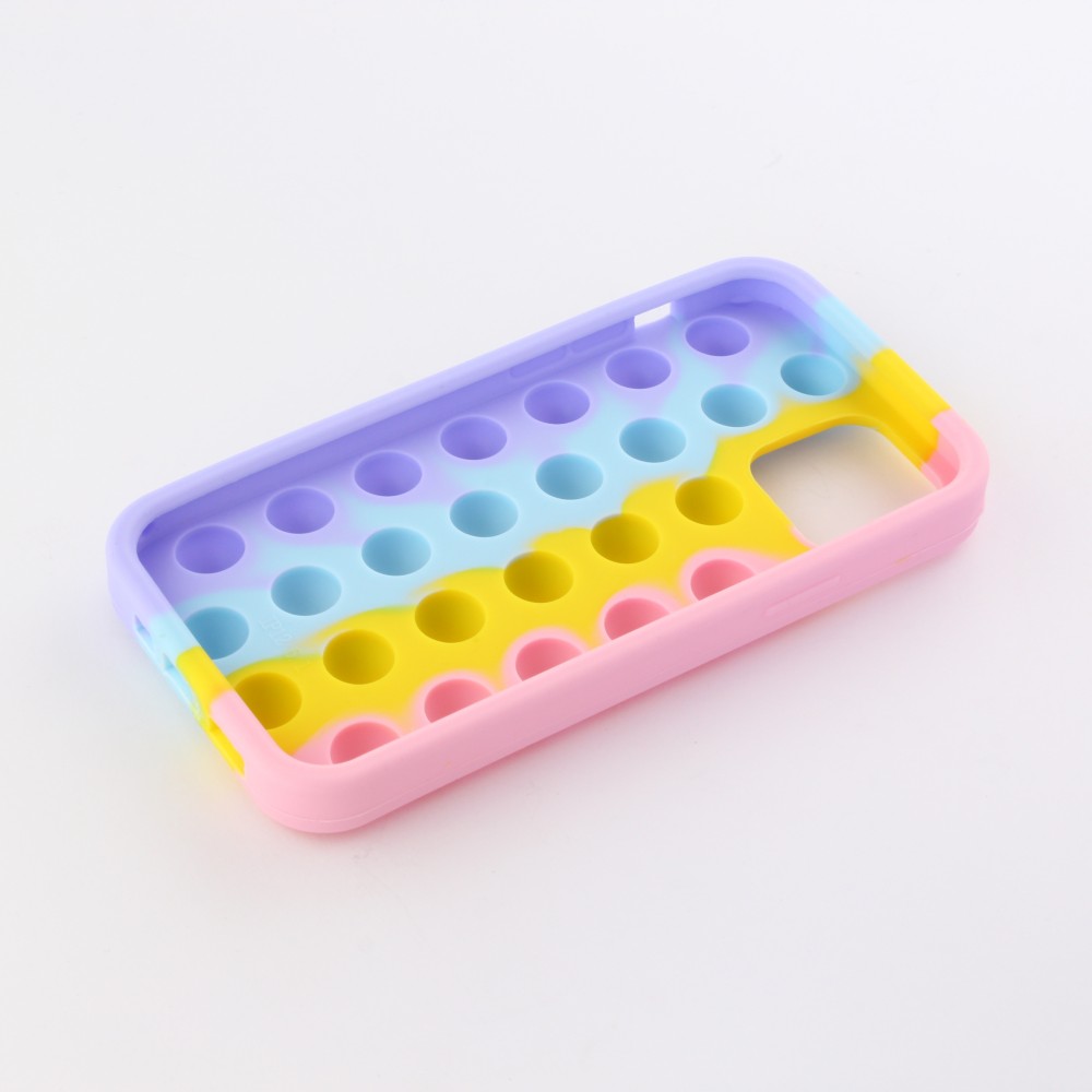 Coque iPhone 12 Pro Max - Silicone jeu éclate bulles anti-stress arc-en-ciel