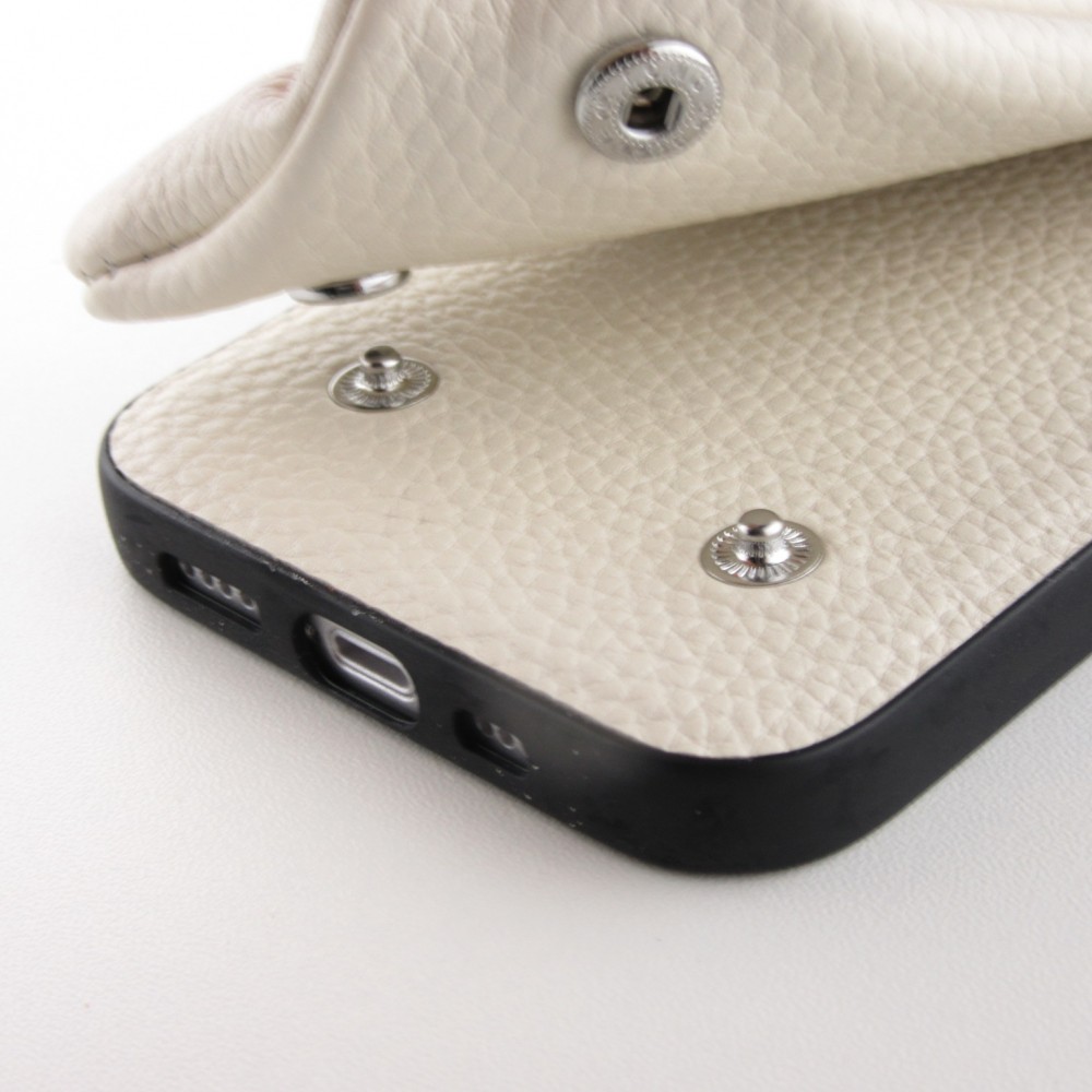 Coque iPhone 12 Pro Max - Wallet Poche avec cordon  - Blanc