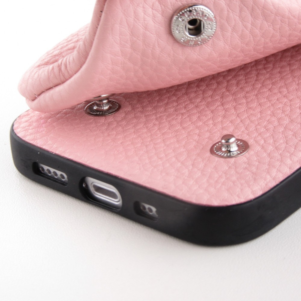 Coque iPhone 12 Pro Max - Wallet Poche avec cordon  - Rose