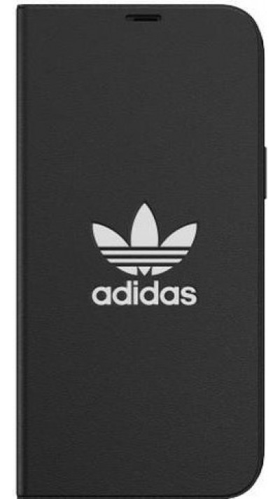 Coque iPhone 12 Pro Max - Adidas Flip similicuir avec logo blanc embossé - Noir