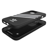 Coque iPhone 12 Pro Max - Adidas Gazelle style similicuir bandes blanches cousues et logo imprimé - Noir