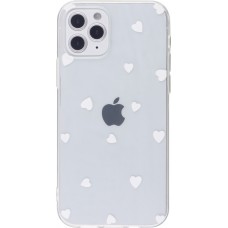 Coque iPhone 12 Pro Max - Gel petit coeur transparent - Blanc