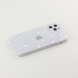 Coque iPhone 12 Pro Max - Gel petit coeur transparent - Blanc