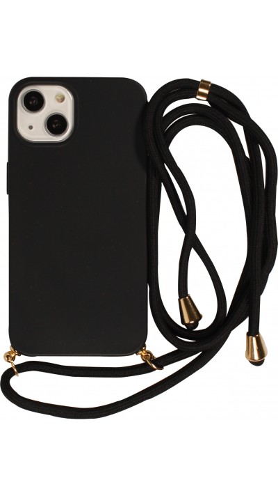 Coque iPhone 15 - Bio Eco-Friendly nature avec cordon collier - Noir