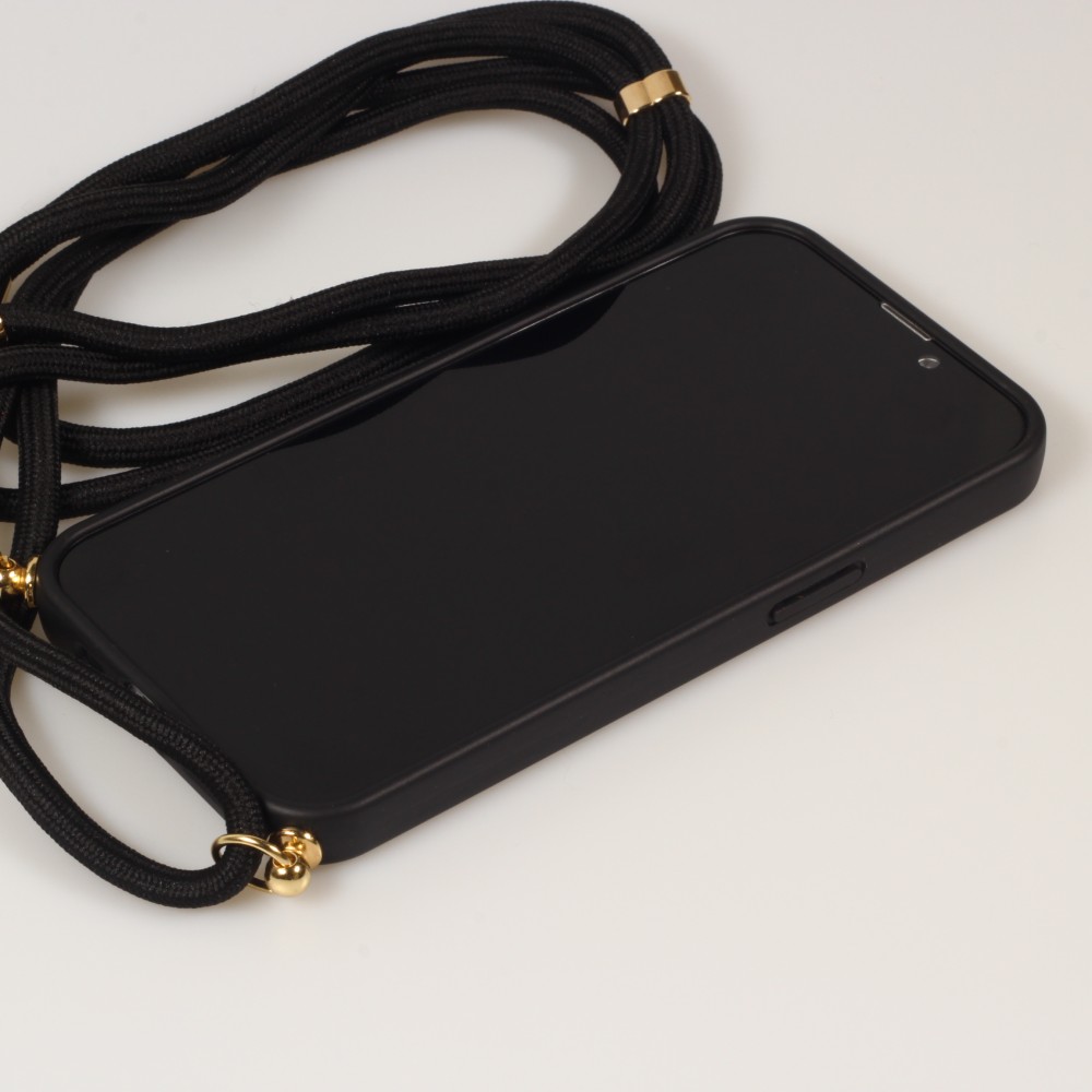 Coque iPhone 15 - Bio Eco-Friendly nature avec cordon collier - Noir
