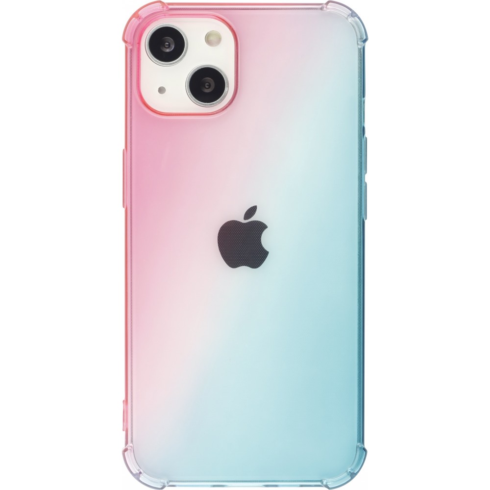 Coque iPhone 15 - Bumper Rainbow Silicone anti-choc avec bords protégés -  rose - Bleu
