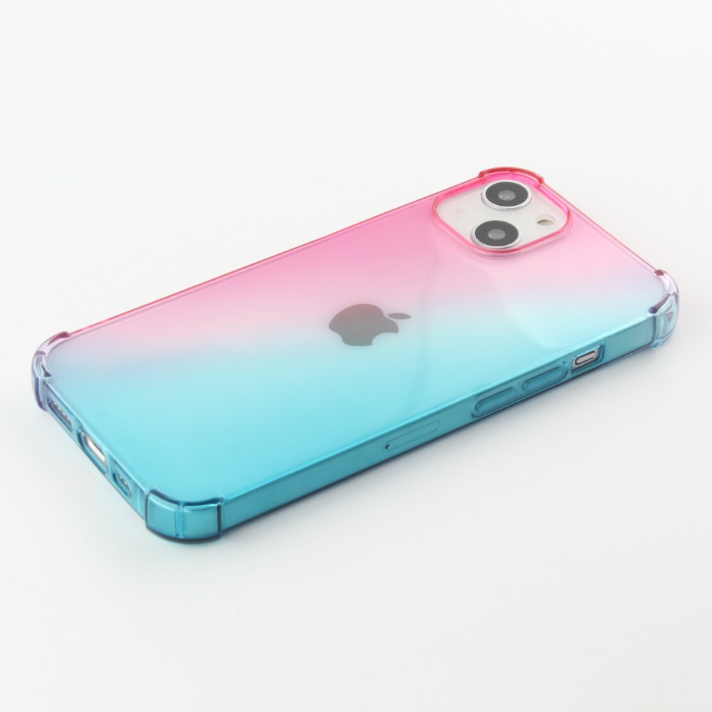 Coque iPhone 15 - Bumper Rainbow Silicone anti-choc avec bords protégés -  rose - Bleu