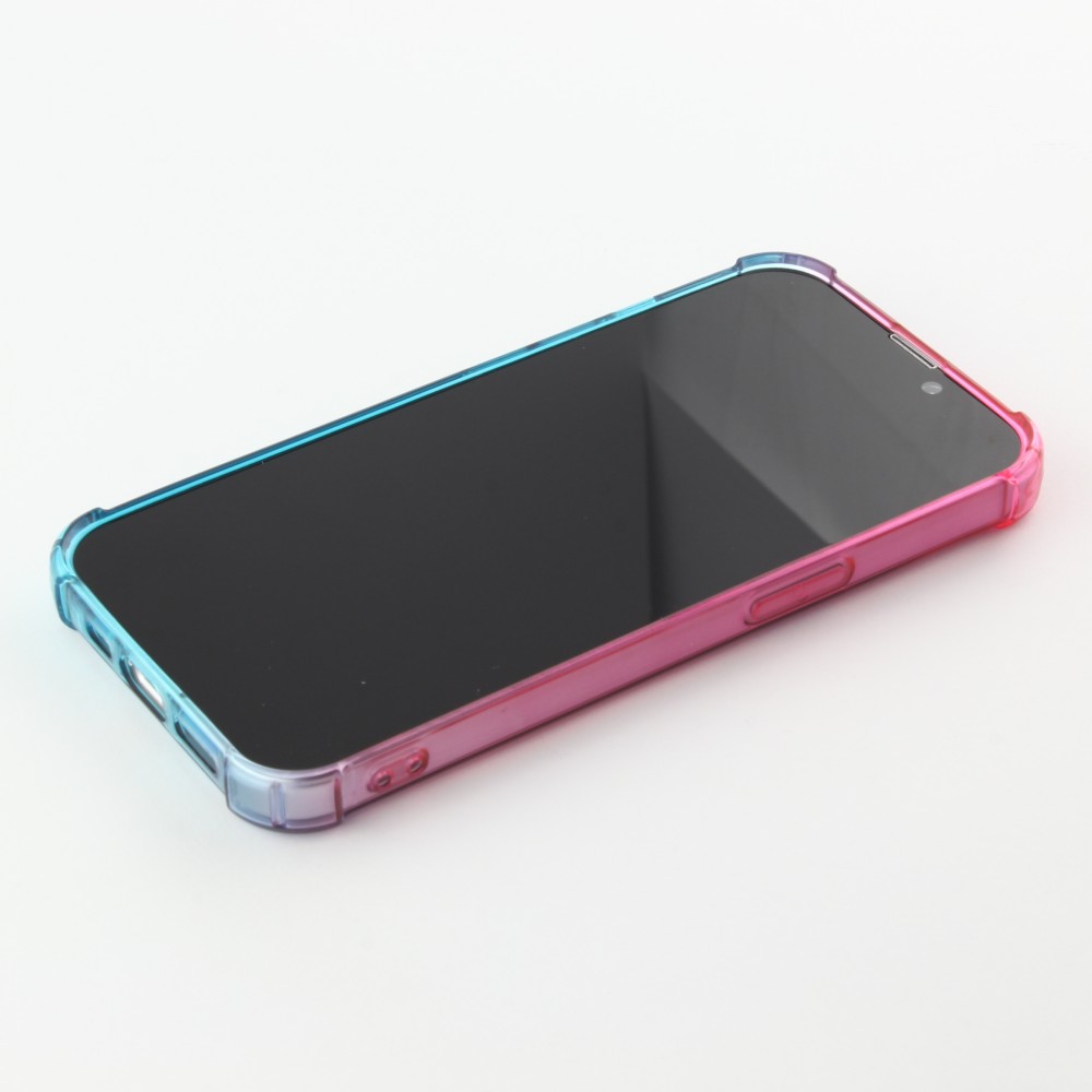 Coque iPhone 15 - Bumper Rainbow Silicone anti-choc avec bords protégés -  rose - Bleu