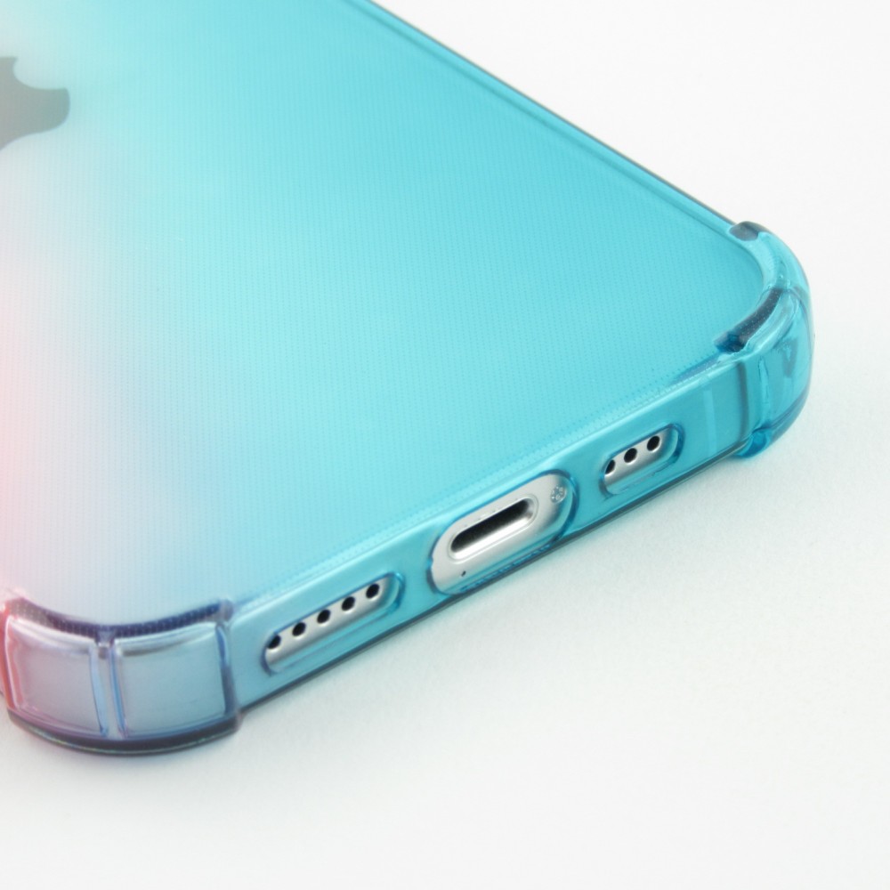 Coque iPhone 15 - Bumper Rainbow Silicone anti-choc avec bords protégés -  rose - Bleu