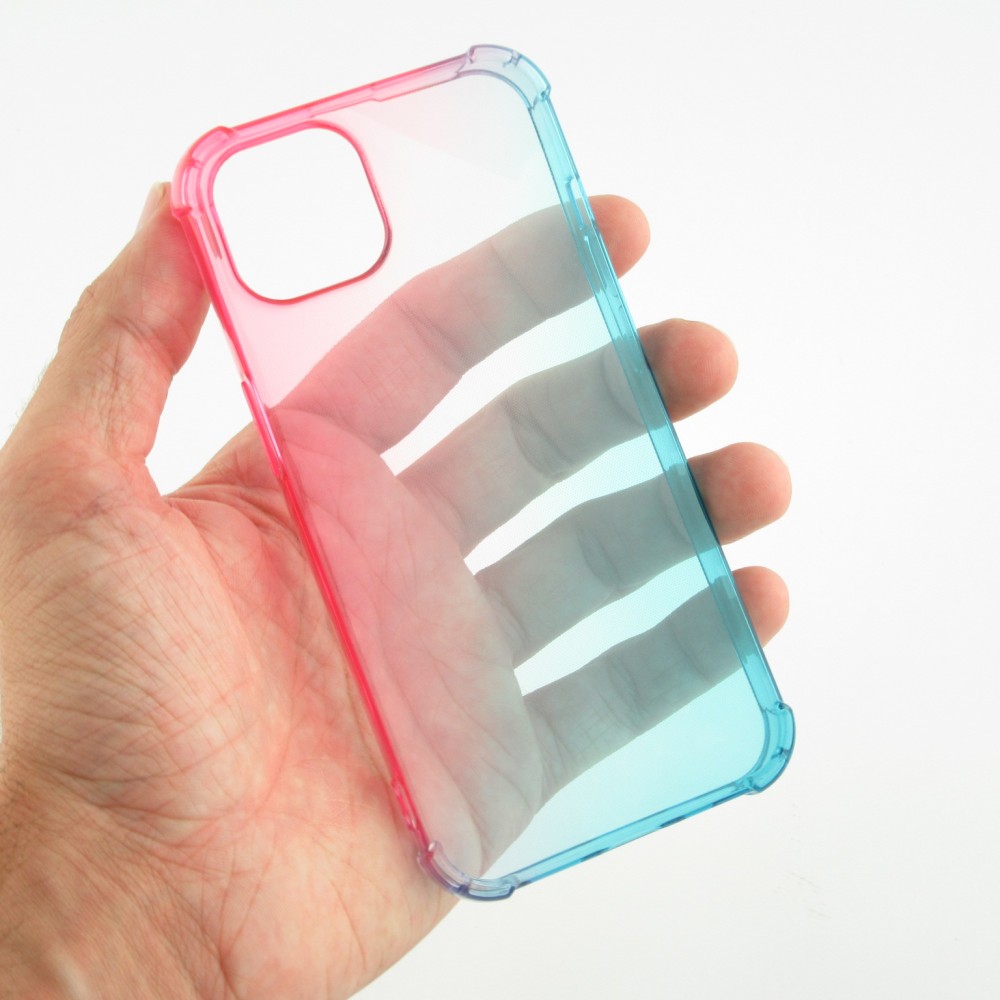 Coque iPhone 15 - Bumper Rainbow Silicone anti-choc avec bords protégés -  rose - Bleu