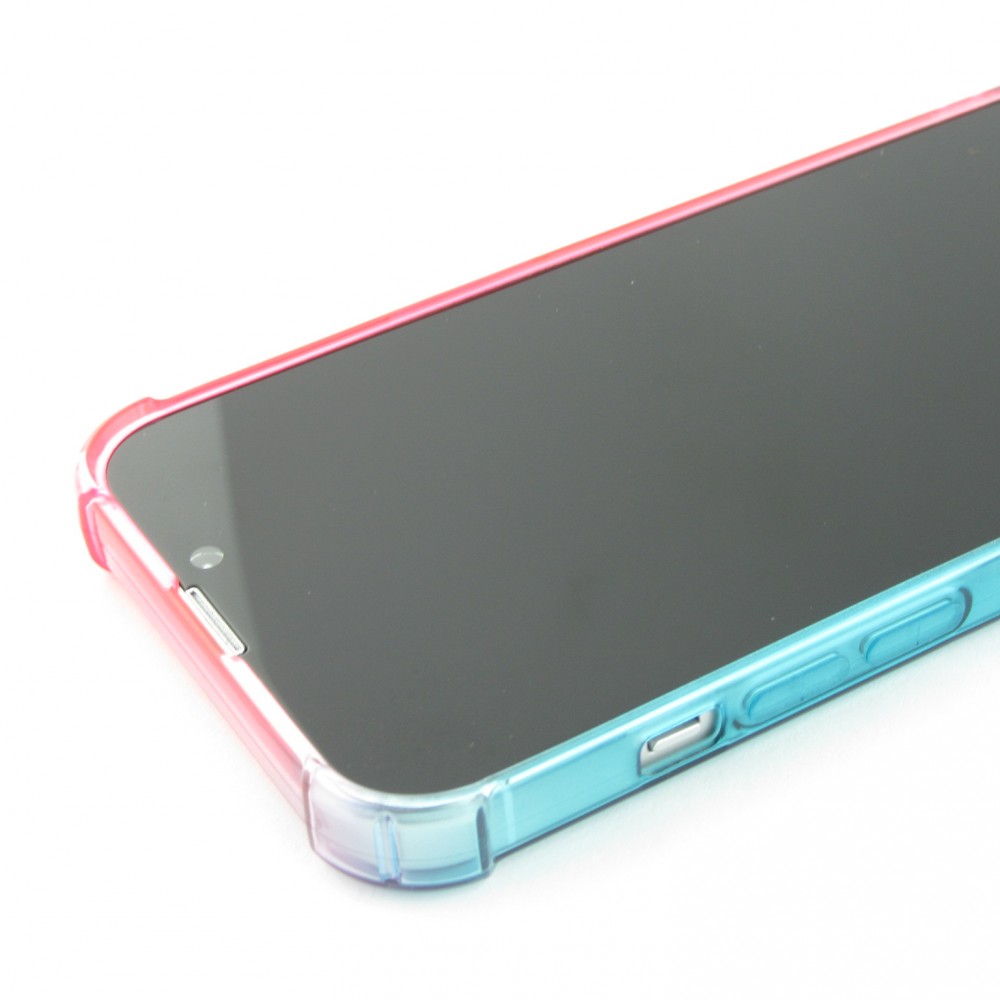 Coque iPhone 15 - Bumper Rainbow Silicone anti-choc avec bords protégés -  rose - Bleu