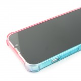 Coque iPhone 15 - Bumper Rainbow Silicone anti-choc avec bords protégés -  rose - Bleu