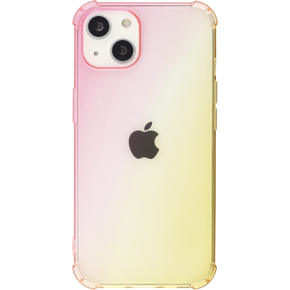 Coque iPhone 15 - Bumper Rainbow Silicone anti-choc avec bords protégés -  rose jaune