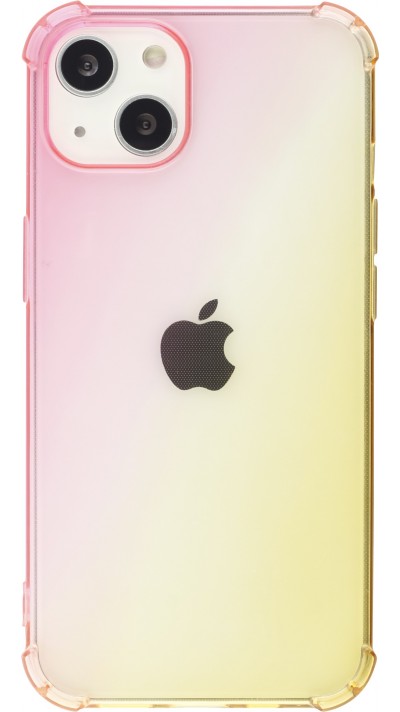 Coque iPhone 14 Plus - Bumper Rainbow Silicone anti-choc avec bords protégés -  rose jaune