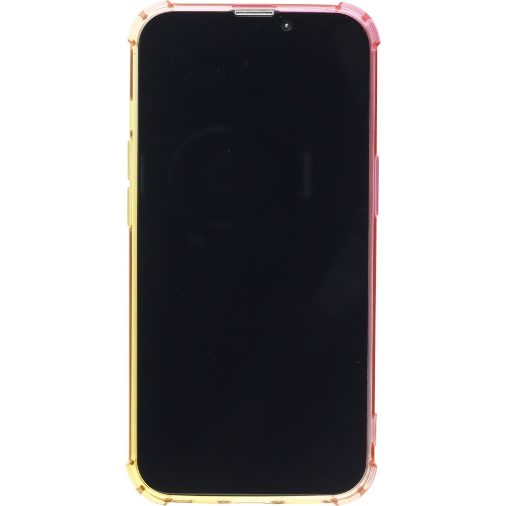 Coque iPhone 15 - Bumper Rainbow Silicone anti-choc avec bords protégés -  rose jaune